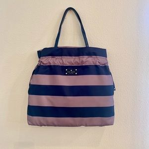 Kate Spade large Lana handbag (navy/grey striped)